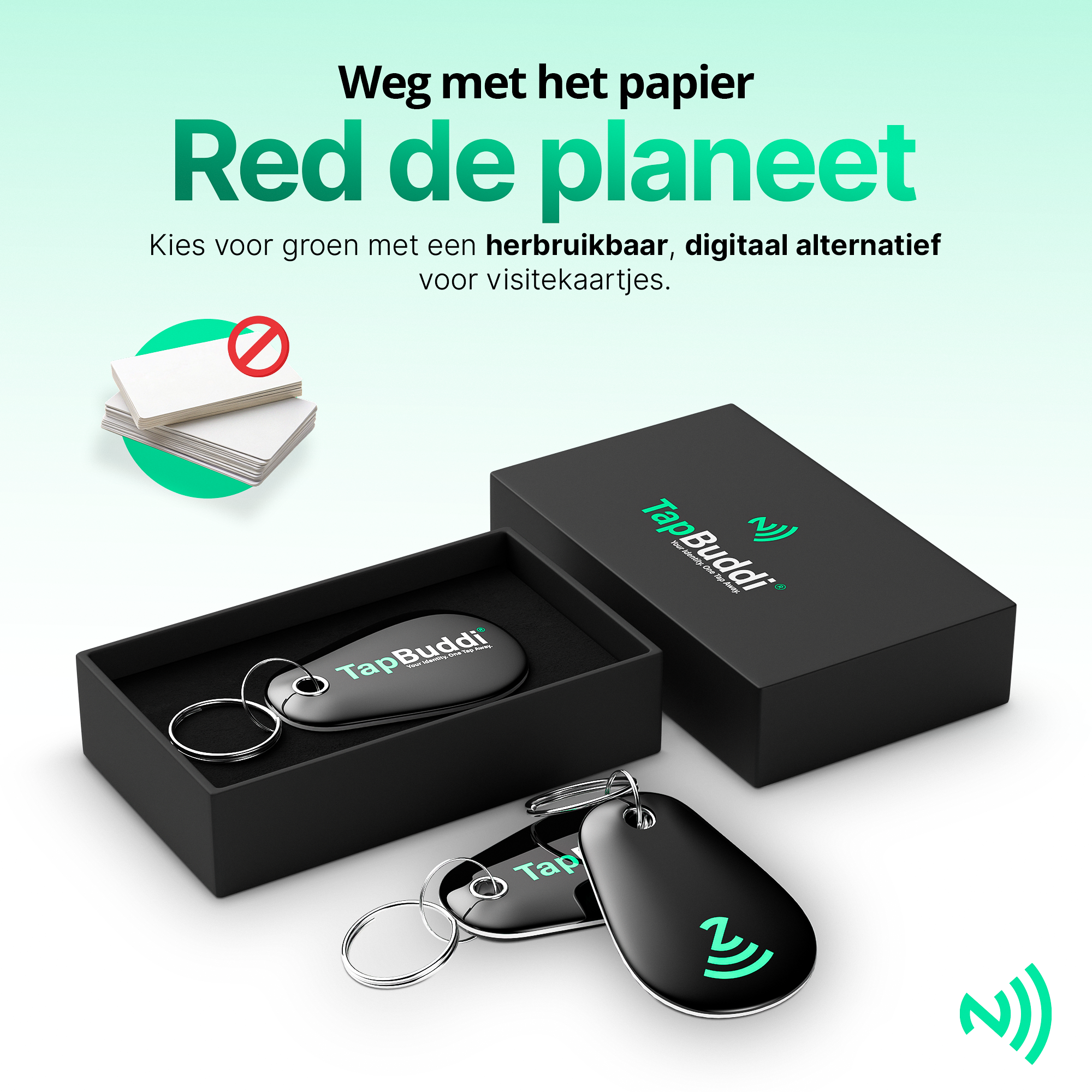 Digitaal visitekaartje van TapBuddi als duurzaam alternatief voor papieren visitekaartjes